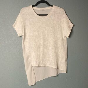 Zara W/B Collection Asymmetrical Blouse ~ Small ~ White